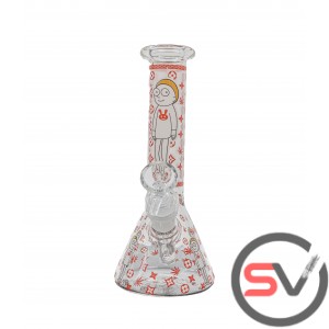 RICK AND MORTY BUNNY PAJAMAS GLASS BEAKER With ICE CATCHER 8inch (GLOW IN DARK)